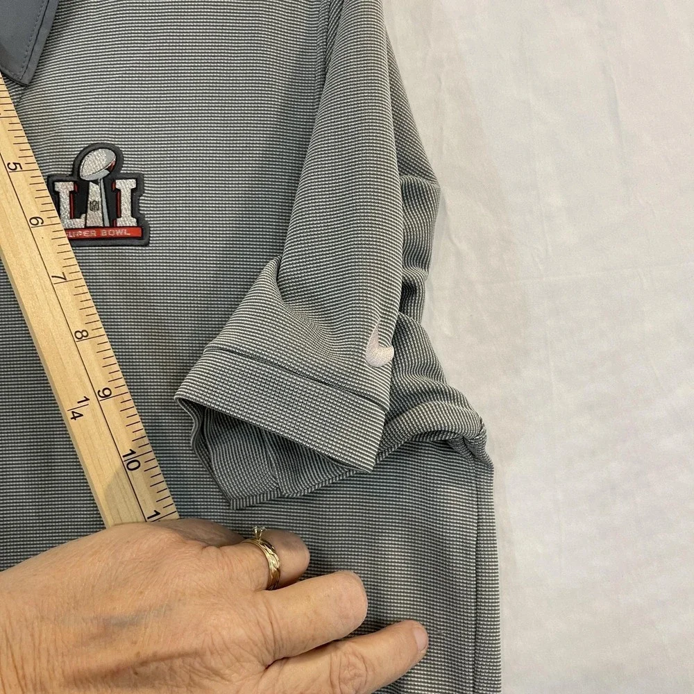 Super Bowl LI Polo Shirt Mens Small Gray NFL Football Nike‎ Dri-FIT Performance